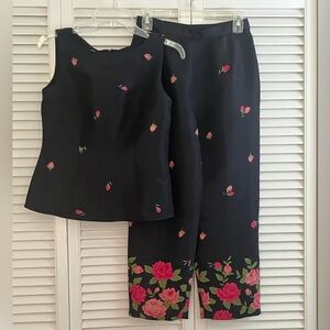 Talbots Black Silk Shantung 2 Piece Suit